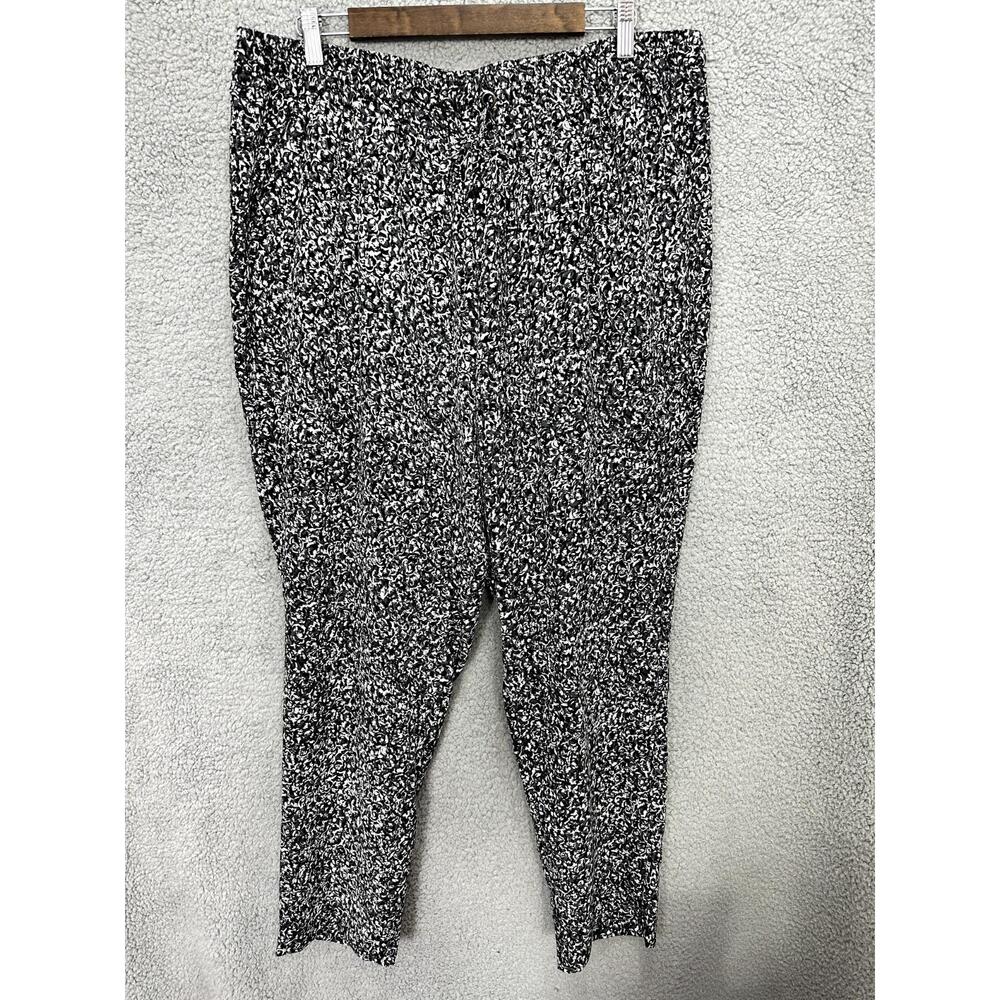 CJ Banks Pull On‎ Pants Womens Plus 1X Black White Printed Stretch Office Casual